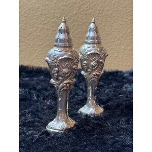Vintage Oneida Ltd Silver Plated Ornate Salt & Pepper Shakers Floral Design 5.5"